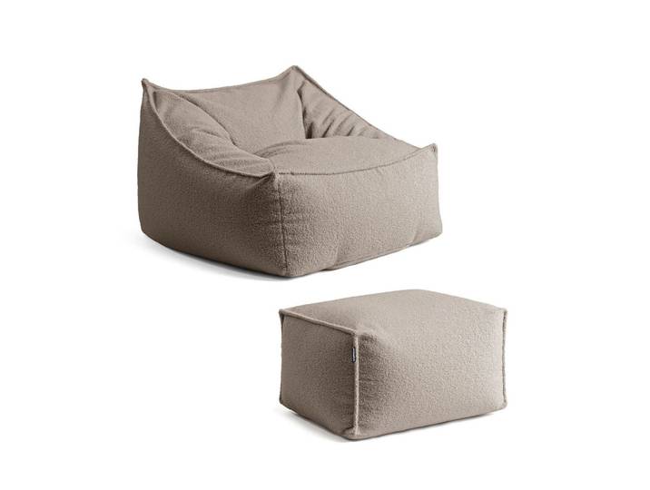SITZSACK Bouclé Snug mit Hocker