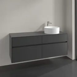 Villeroy und Boch Collaro Waschtischunterschrank C047B0VR 140x54,8x50cm, Waschtisch rechts, LED-Beleuchtung 10,4W, graphite