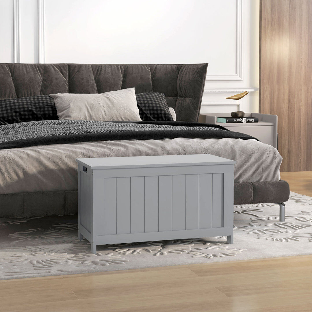 Marlow Home Co. HOMCOM Storage Chest with 2 Safety Hinges, Modern Storage Bench, Grey Gray 48cm H X 76cm W X 40cm D