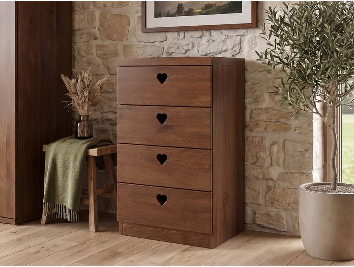Kommode Kernbuche Dunkel „Heidi“ 50 cm Massivholz Buche Dunkel