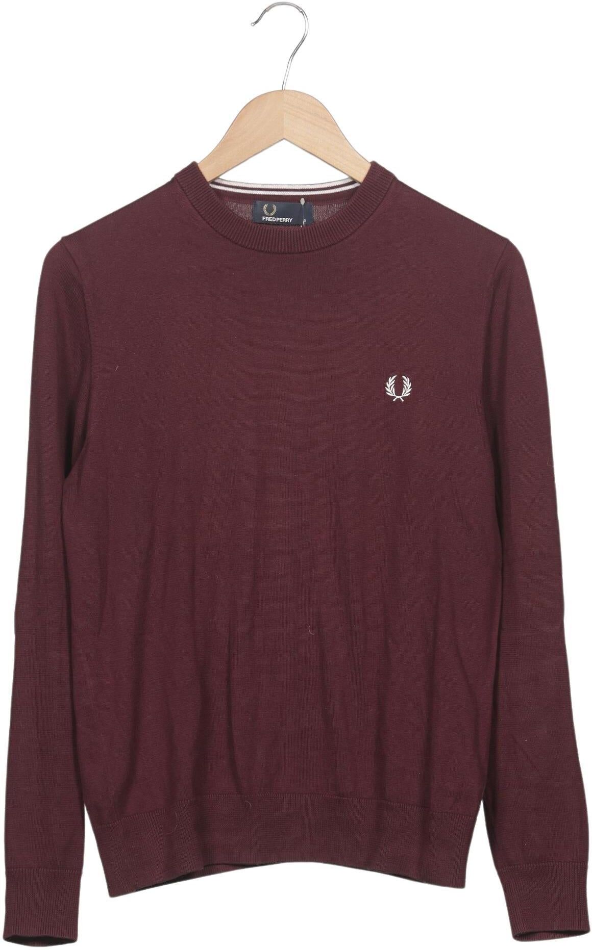 Fred Perry Herren Pullover, Bordeaux, Gr. S, Baumwolle - Second Hand