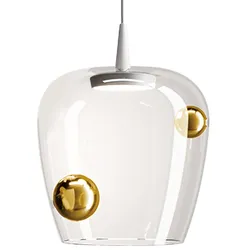 Zafferano Pendelleuchte Bilia LED 8W 3000K Weißbronze aus mundgeblasenem Borosilikatglas, Durchmesser 27 cm, modernes und elegantes Design