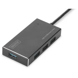DIGITUS 4-Port-USB-Hub 4xUSB3.0 Alu schw.matt +NT +Kabel
