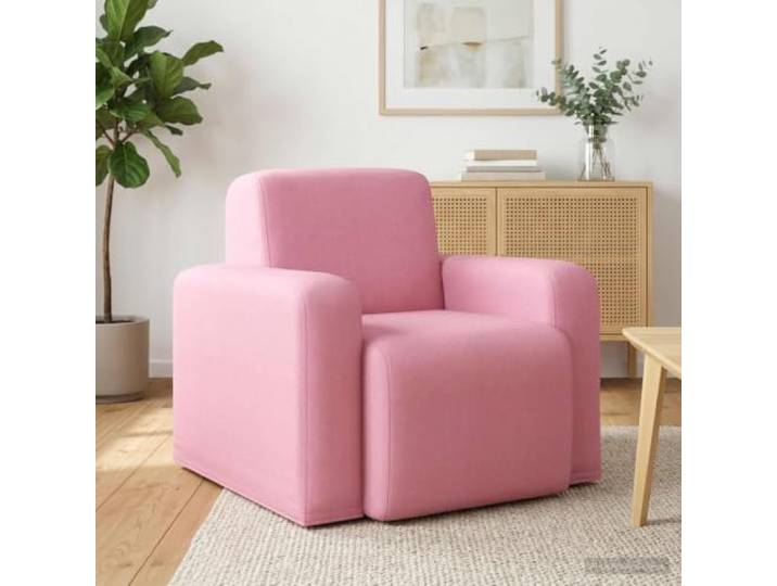 IBUQDDV Rosa Stoff Sessel mit Gekrümmter Rückenlehne und Armlehnen Moderner Sessel, Polyester-Polster, verstrebter Holzrahmen, Wohnzimmer, Schlafzimmer, Leseecke, einfache Pflege