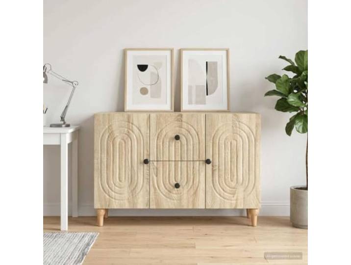 RJPLMFV TV-Schrank Sonoma Eiche 89 x 34,5 x 60 cm Holz aus Holz, Flügeltür 90°, Regalaufbewahrung, Griffe aus Stahl, Wohnzimmer
