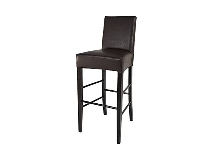 t m c s Tommychairs Moderne Barhocker Luisa, robuste Struktur aus lackiertem Buchenholz Farbe Wengeholz, gepolstert und mit Kunstleder in der Farbe Braun bezogen