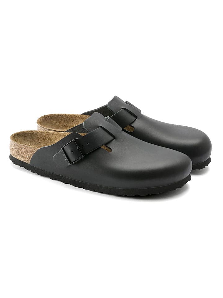 Birkenstock Leder-Clogs "Boston" in Schwarz - Weite N - 37