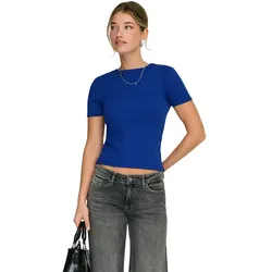 Only T-Shirt June mit feiner Rippstruktur in Royalblau-S