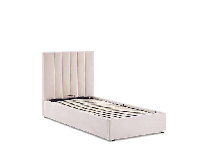 Lit coffre velours beige 90x200