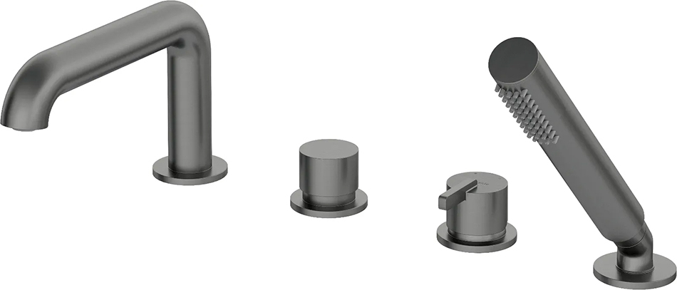 Wannenarmatur, 4 Löcher, mit Duschset, Titanium, SILIA-30