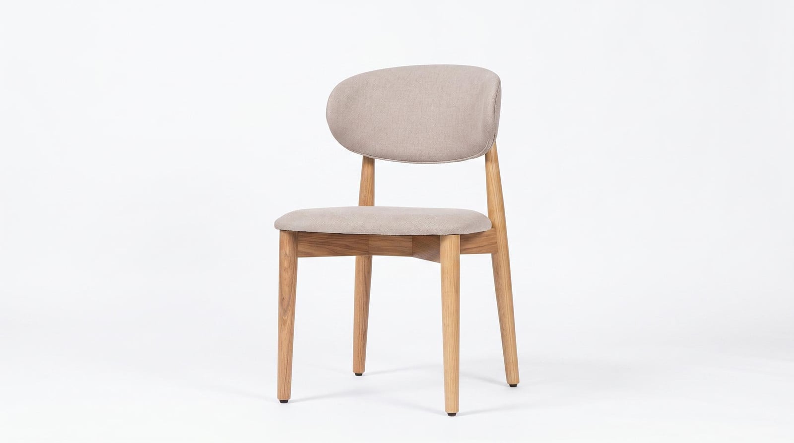 JVmoebel Moderne eetkamerstoel in beige textiel met houten onderstel