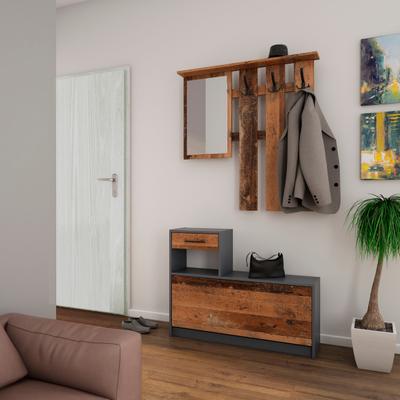 Garderoben-Set BYLIVING "Tamina", grau (old wood, anthrazit), Kastenmöbel-Sets