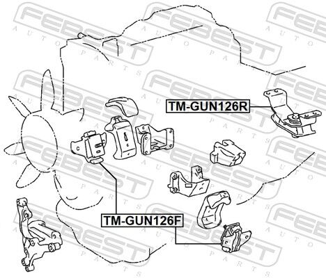 Febest Lagerung, Motor Tm-Gun126r Hinten Für Toyota