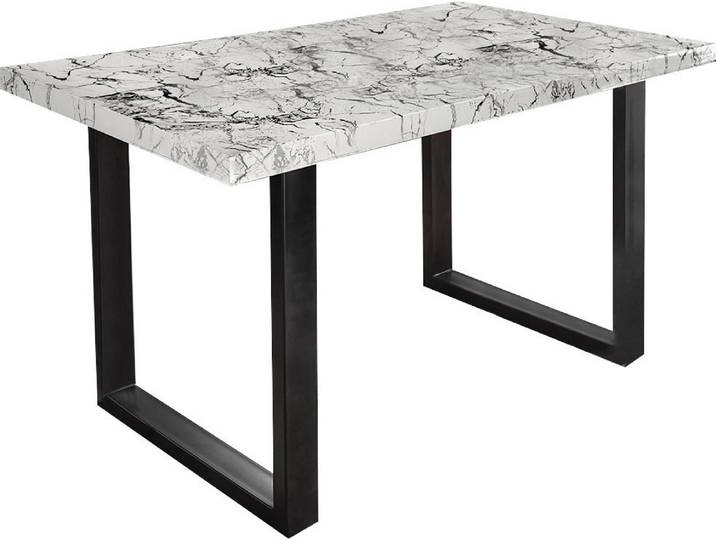 Esstisch PAROLI Manger , weiss (marmor weiß, schwarz, marmor weiß), H:75cm, Tische, Esstisch, in 3 Breiten und 2 Farbausführungen