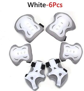 Uplifted Finds 6 in 1 Kids Protective Gear Set (Knee Pads, Elbow Pads, And Wrist Guards) white