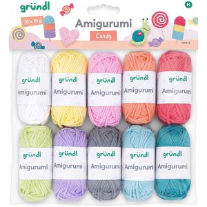 Gründl Häkelgarn 1299-1 Amigurumi Candy, 10 Stück, 10 g / 23 m, Nadelstärke 3-4.5, 100% Baumwolle
