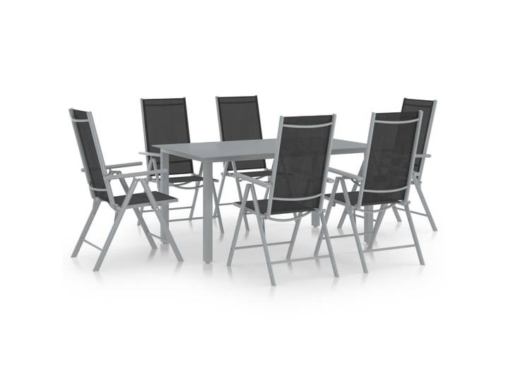 vidaXL 7-tlg. Garten-Essgruppe Aluminium Silbern und Schwarz