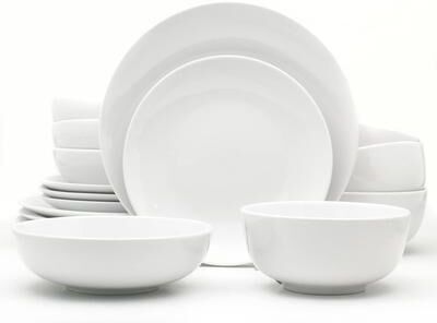 Euro Ceramica 16 Piece / 32 Piece White Essential Porcelain Dinnerware Set