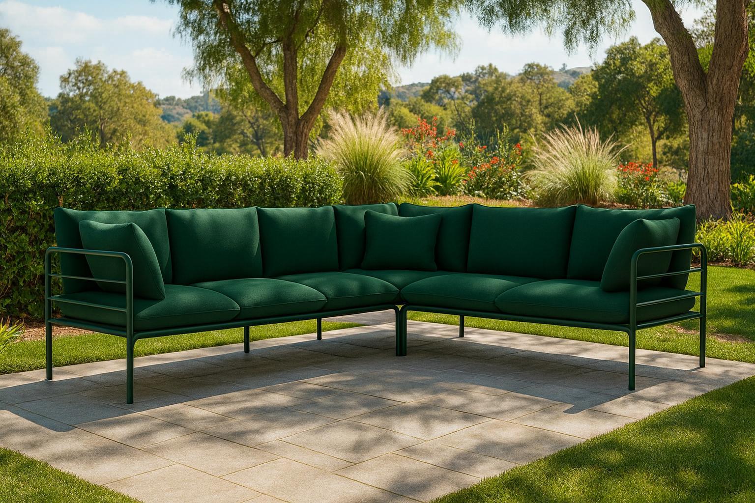 Großes Garten Ecksofa Wenecja 3+2 in Flaschengrün ideal für die Terrasse