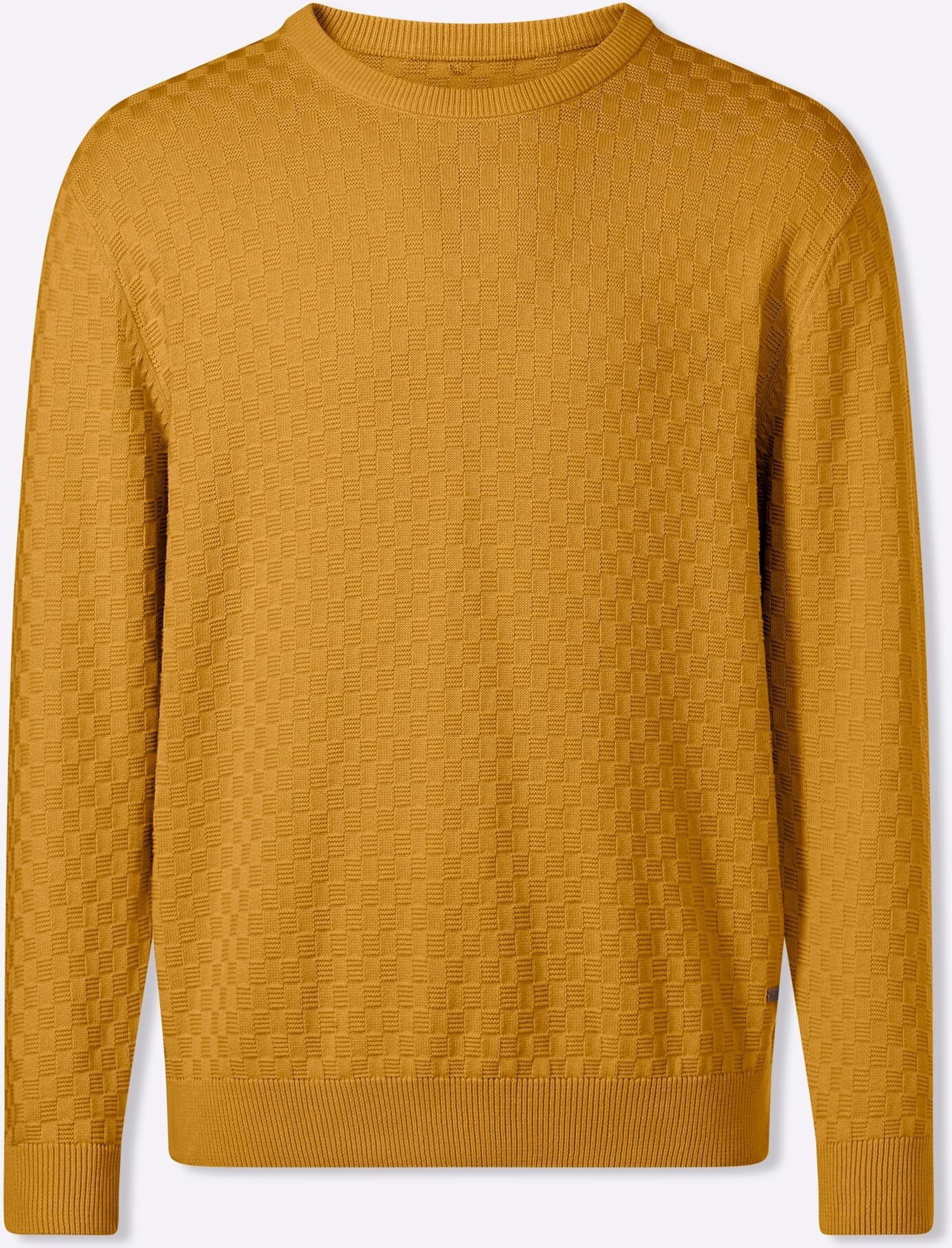 Rundhalspullover MARCO DONATI "Pullover", Herren, Gr. 48, gelb (ocker), 100% Baumwolle, Pullover Rundhalspullover ocker 48