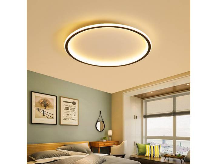 DINDALLED Plafonnier LED moderne avec télécommande, lustre rond pour salon chambre à coucher, éclairage blanc chaud/lumière du jour à intensité variable
