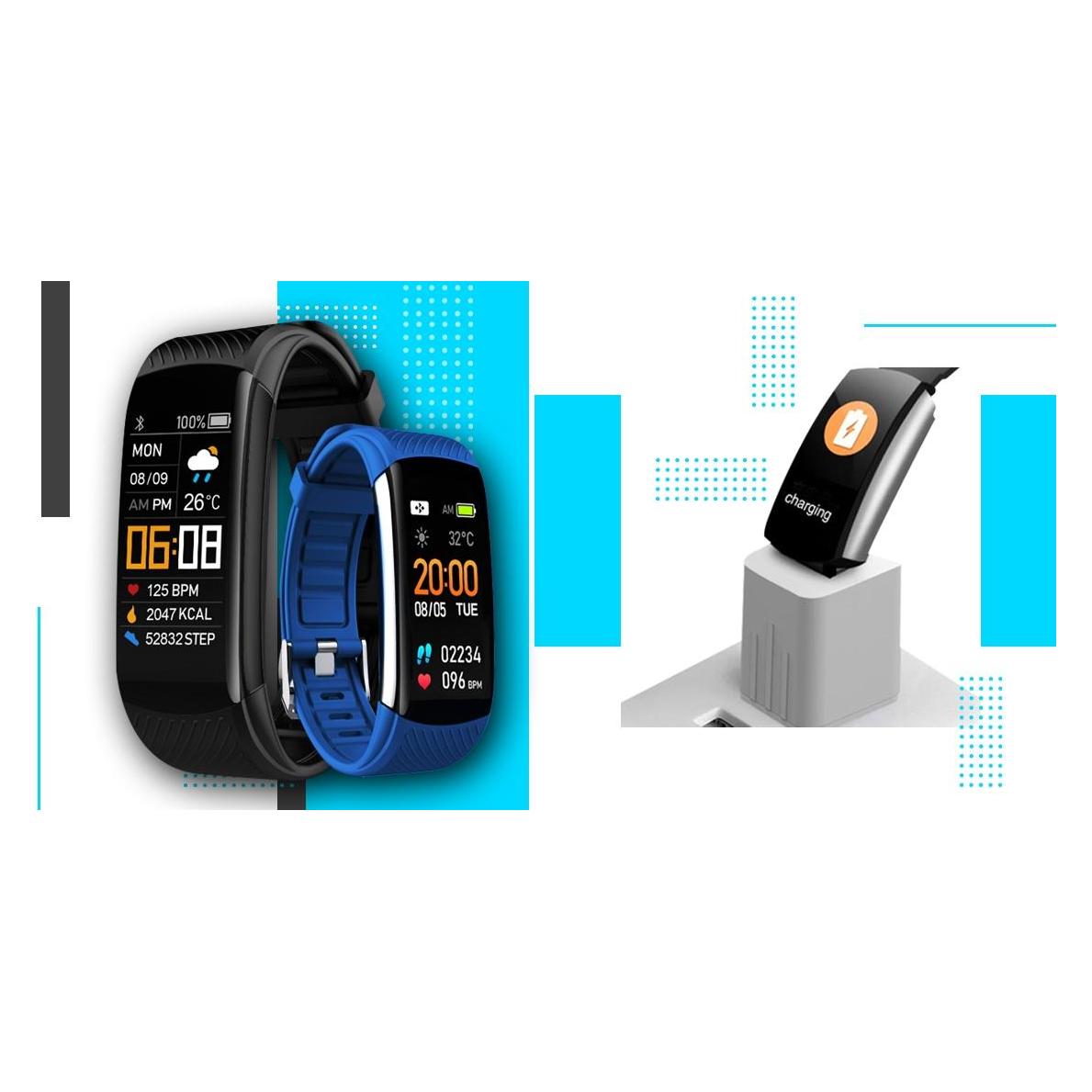 Giewont Smartarmband GW200-7, Schwarz, zusätzlich blaues Armband (20 mm, ohne SIM) (GW200-7)