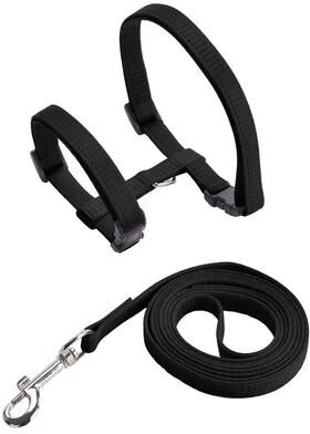 Uplift Essentials Escape Proof H Shape Cat & Puppy Harness Set black