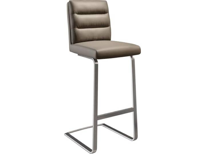 DELIFE Barstuhl Pela-Flex Freischwinger flach Edelstahl Echt-Leder Schlamm