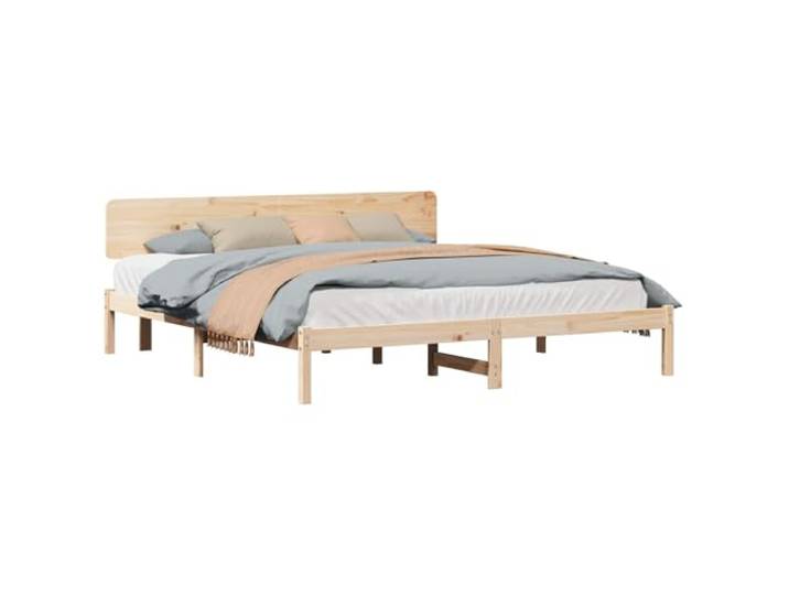 vidaXL Bettrahmen mit Kopfteil Natur 180 x 200 cm Massives Kiefernholz Aus massivem Kiefernholz für Stabilität, Wandmontage für einen sauberen Look, Einfaches Design für einen schnellen Aufbau