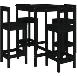 Helloshop26 - 5-teiliges schwarzes Gartenbar-Set aus massivem Kiefernholz 02_0013416