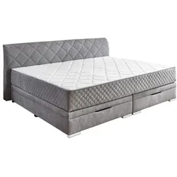 Boxspringbett Kufstein 240 x 200 cm Stoff Silber