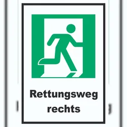 HB-Druck Rettungsweg rechts A4 (210x297mm) Schild