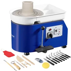 VEVOR Töpferscheibe, 350 W, Tonmaschine 280 mm Drehteller, Drehzahlregelung 60–300 U/min, Hand- & Fußsteuerung, Abnehmbares ABS-Becken, Keramik Clay Maschine für Erwachsene & Anfänger, Blau