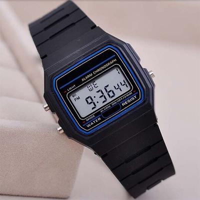 Multisell Products Hub Simple Square LED Display Digital Watch Casual Silicone Strap Watch For Men black