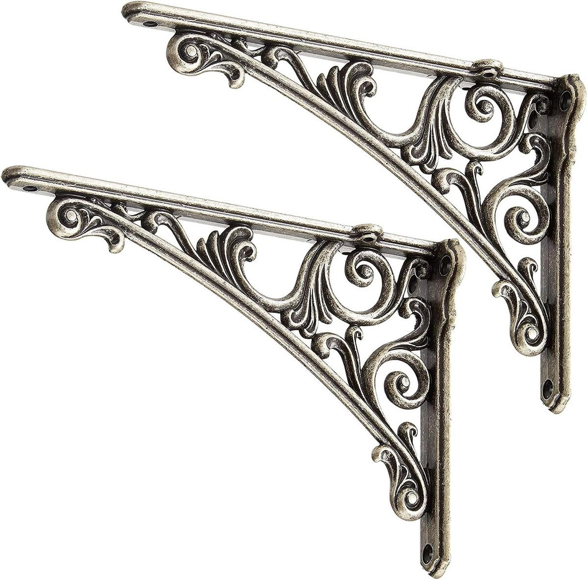 Set van 2 zilverkleurige wandconsoles voor zware belasting