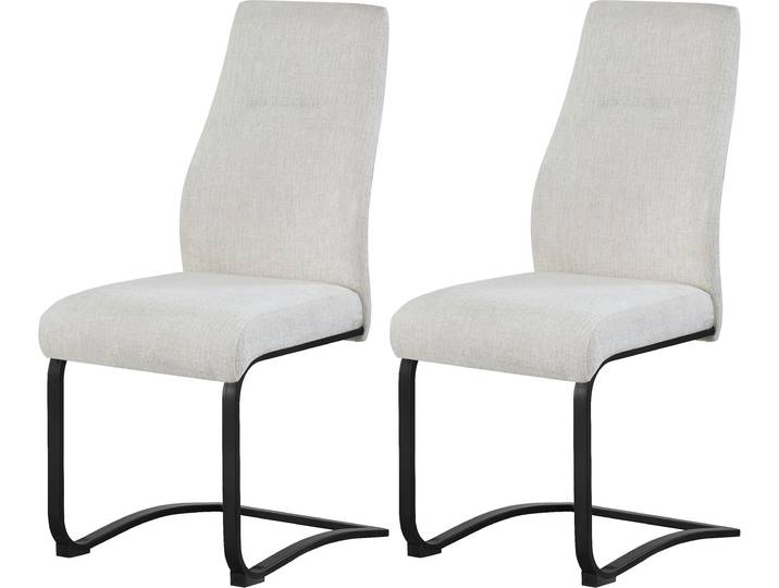 Esszimmerstuhl HOME AFFAIRE VERNON, 2er Set, mit Metallgestell in matt schwarz , beige (schwarz matt, pulverbeschichtet, creme), B:43cm H:98cm T:59cm, Metall, Polyester, Stühle, Esszimmerstuhl, in verschiedenen Farben, Belsatbarkeit pro Stuhl 120 kg