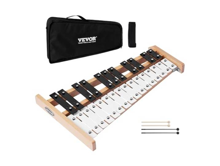 VEVOR Glockenspiel Xylofoon, 27 noten, professioneel Xylofoon percussie-instrument, met metalen toetsen, inclusief 4 hamers, draagtas, muziekinstrument voor beginners voor volwassenen en kinderen
