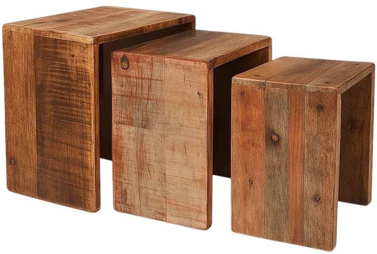 House of Nature Bijzettafelset Timber Trio met nested tops