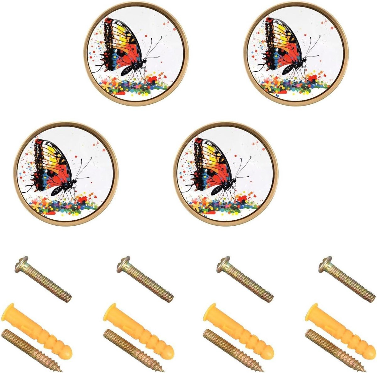 Set van 4 chique vlinderkastknoppen van sterke zinklegering - 32 mm - voor het opknappen van meubels