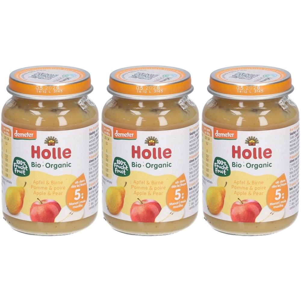 Holle Apfel und Birne Glas 190 g x3 3x190 Set