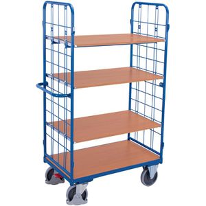 VARIOfit Etagenwagen sw-800.216, 2 Gitterwände, 4 Etagen, 1200 x 800 mm, Tragkraft 500kg