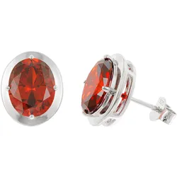 trendor 21340-16 Damen-Ohrringe 925 Silber Zirkonia-Ohrstecker Granatrot