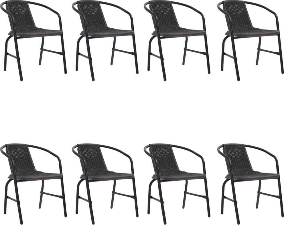 The Living Store Gartenstühle 8 Stk. Rattan-Optik Kunststoff und Stahl 110 kg