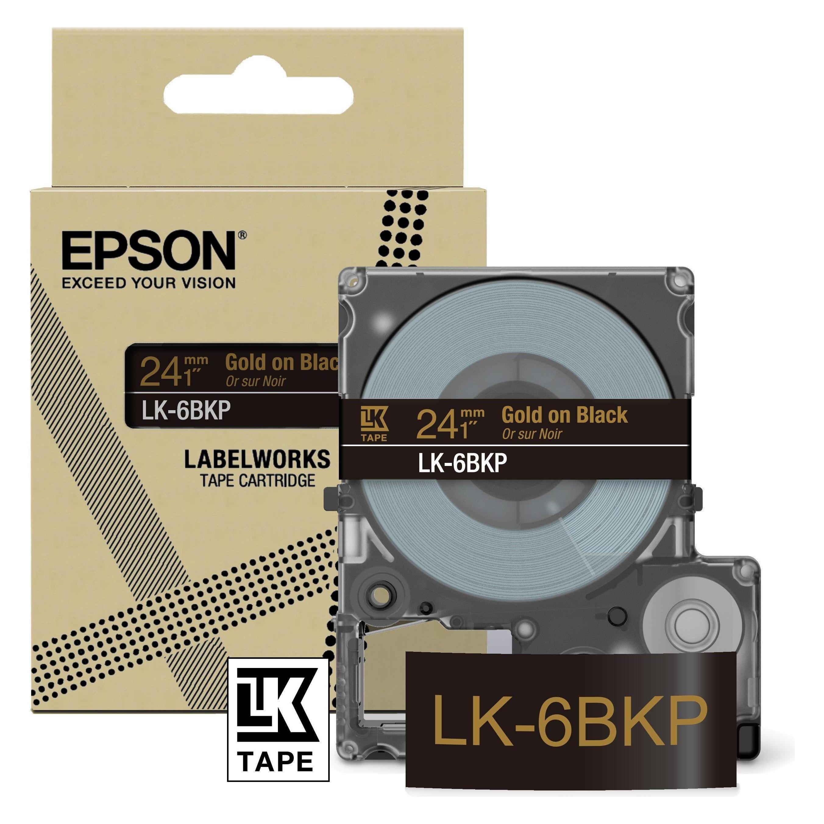 Epson Metallic Black/Gold 24mm LK-6BKP (2.40 cm, Gold) (C53S672096)