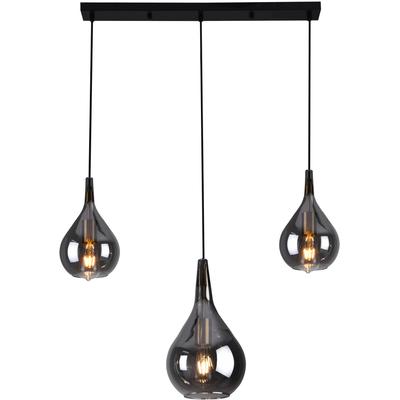 NÄVE Pendelleuchte "Gota", schwarz, 3, H: 150cm, 1 Stk., Leuchten, 3er je 1 x E27, Rauchglas (2 kleine Gläser/1 größeres Glas), H: 150cm, Pendelleuchte