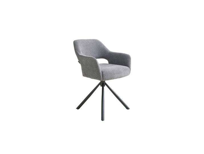 Schöner Wohnen Armlehnstuhl Stavanger, Grau, Schwarz, Metall, Rundrohr, 58x84x61 cm, Sitzfläche 360° drehbar, Esszimmer, Stühle, Esszimmerstühle, Armlehnenstühle