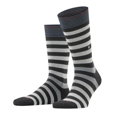 Socken BURLINGTON "Blackpool", Herren, Gr. 40-46, schwarz-weiß (schwarz), Baumwollmischung, gestreift, Socken Socken, modernes Streifenmuster, Einheitsgröße 40-46, Burlington-Clip