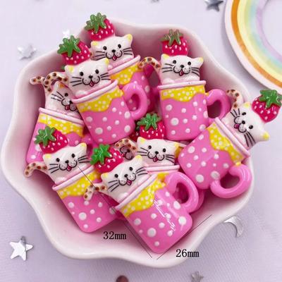 Inspired Living Kawaii Resin Charms Set Colorful Cartoon Cat Cabochons For DIY Craft Embellishments 2