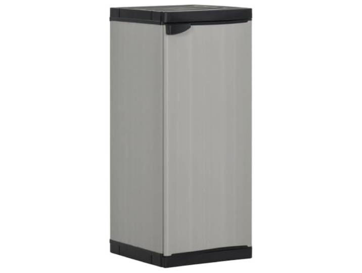 ZQQLVOO Garten-Lagerschrank mit 1 Boden Grau und Schwarz 35x40x85 cm, robuster Kunststoffschrank aus PVC und PP für Terrasse und Garten, wetterfester Aufbewahrungsschrank