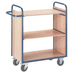 ROLLCART Etagenwagen mit 2 Wänden 80x50 cm Holz-Ladefläche blau, 98x107x50 cm